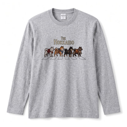 THE HOKKAIDO 北海道犬散歩デザイン ブラック長袖Tシャツ