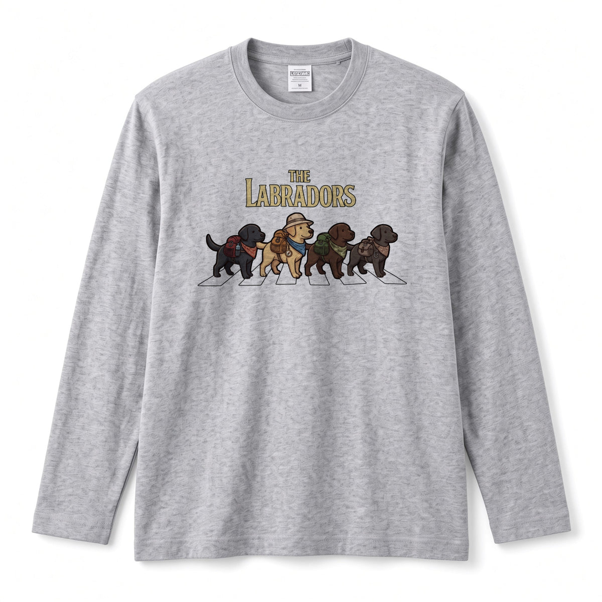 THE LABRADORS ラブラドールレトリバー散歩デザイン ブラック長袖Tシャツ