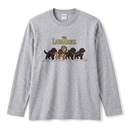THE LABRADORS ラブラドールレトリバー散歩デザイン ブラック長袖Tシャツ