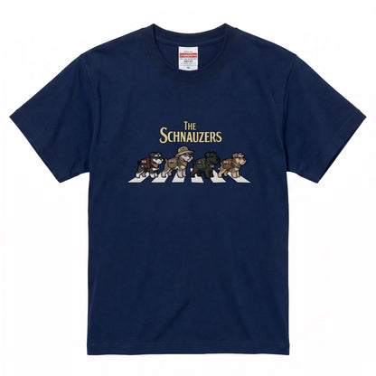 THE SCHNAUZERS 横断歩道 キャンプ ゆるかわ パロディTシャツ 【犬好き・愛犬家・アウトドア・ギフトに最適】
