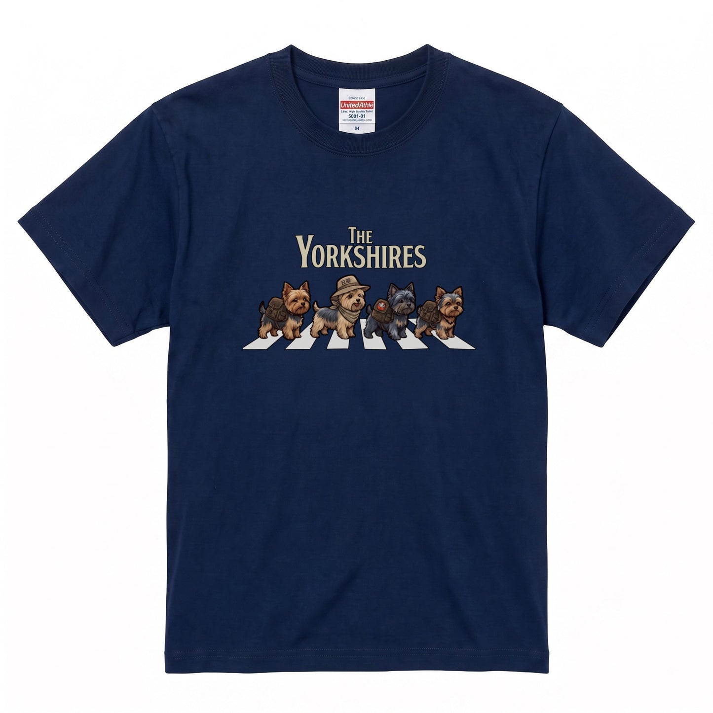 THE YORKSHIRES 横断歩道 キャンプ ゆるかわ Tシャツ 【犬好き・愛犬家・アウトドア・ギフトに最適】