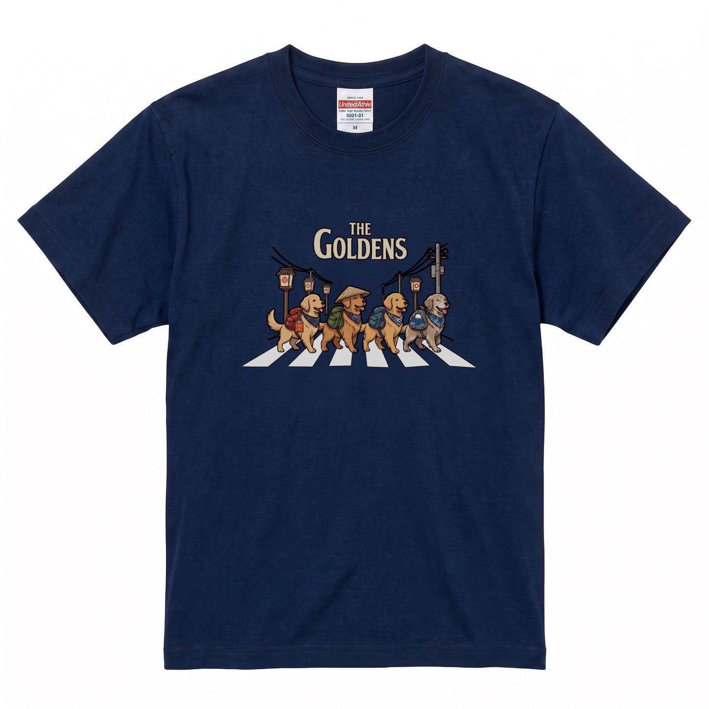 THE GOLDENS 横断歩道 キャンプ ゆるかわ Tシャツ 【犬好き・愛犬家・アウトドア・ギフトに最適】