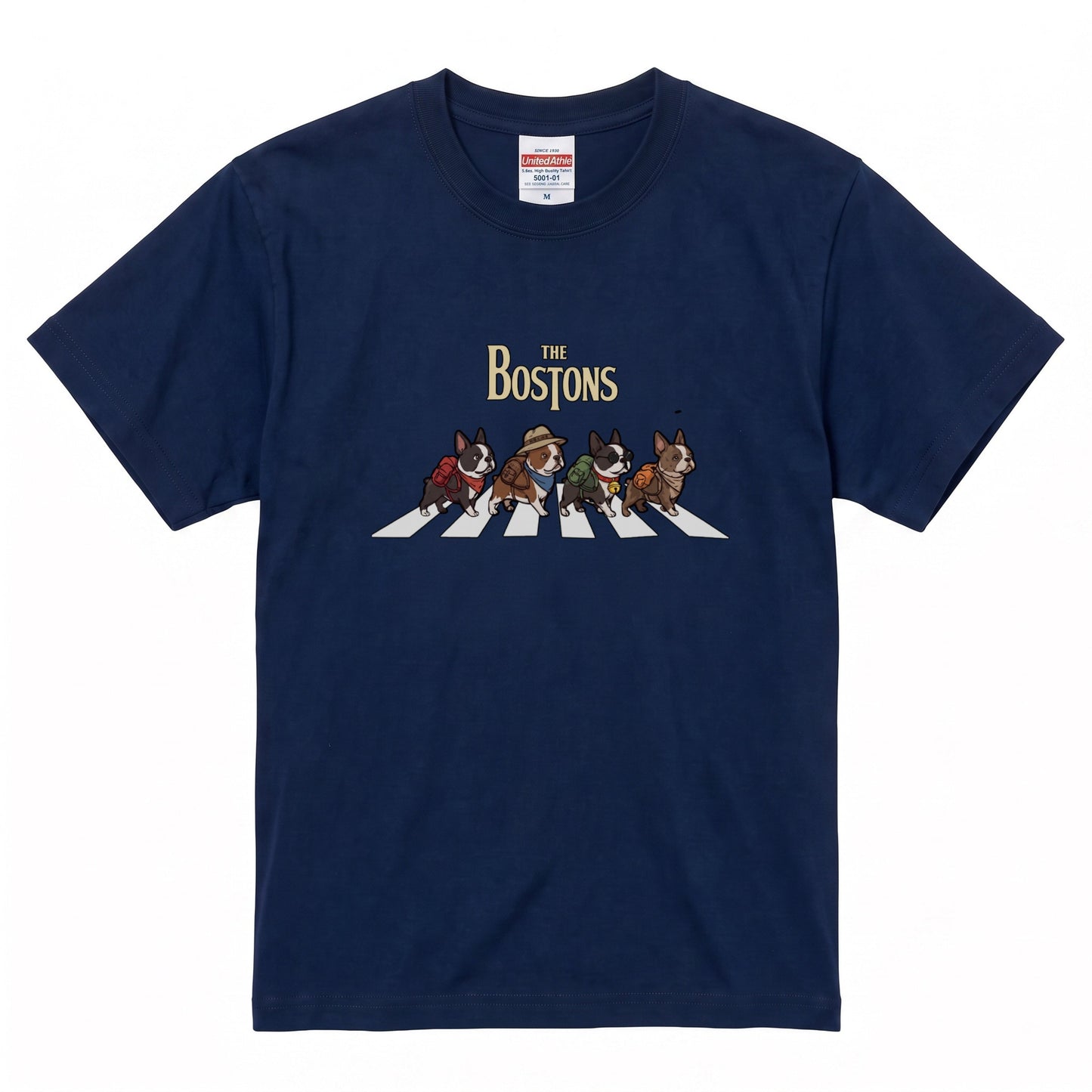 THE BOSTONS 横断歩道 キャンプ ゆるかわ Tシャツ 【犬好き・愛犬家・アウトドア・ギフトに最適】