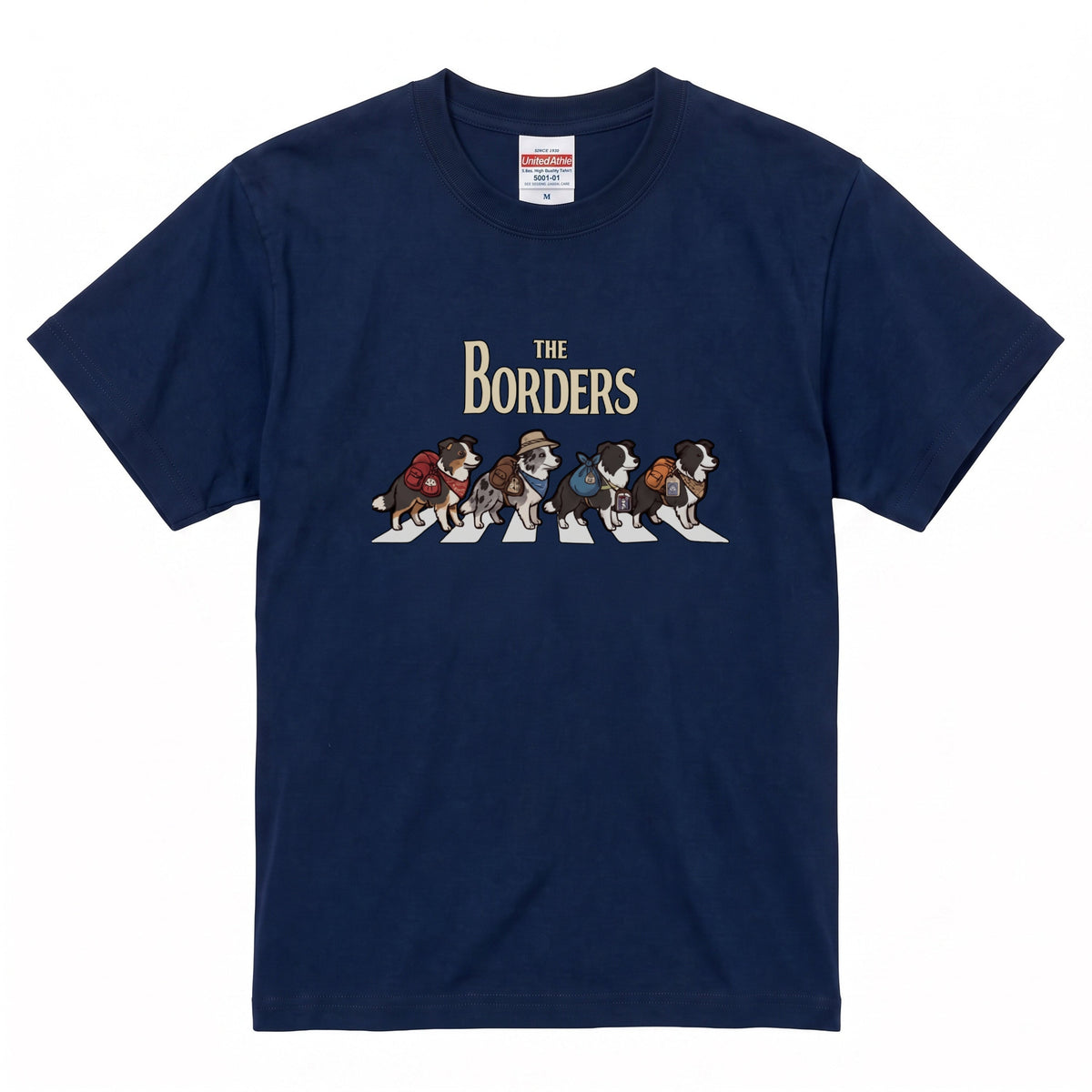 THE BORDERS 横断歩道 キャンプ ゆるかわ Tシャツ 【犬好き・愛犬家・アウトドア・ギフトに最適】