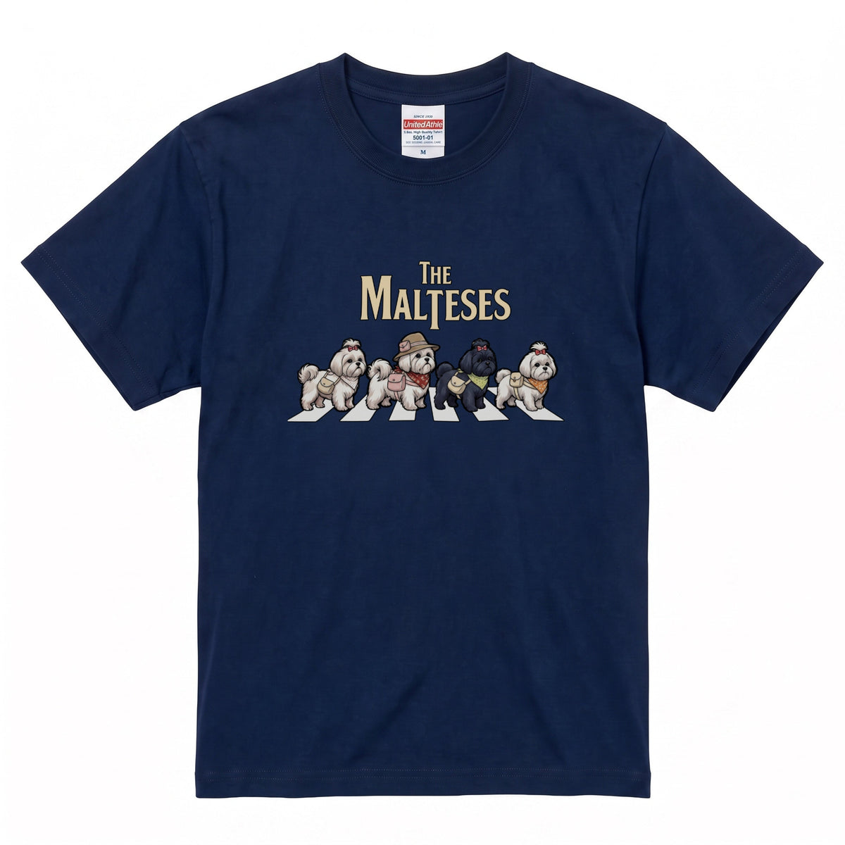 THE MALTESES 横断歩道 キャンプ ゆるかわ Tシャツ 【犬好き・愛犬家・アウトドア・ギフトに最適】