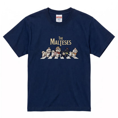 THE MALTESES 横断歩道 キャンプ ゆるかわ Tシャツ 【犬好き・愛犬家・アウトドア・ギフトに最適】