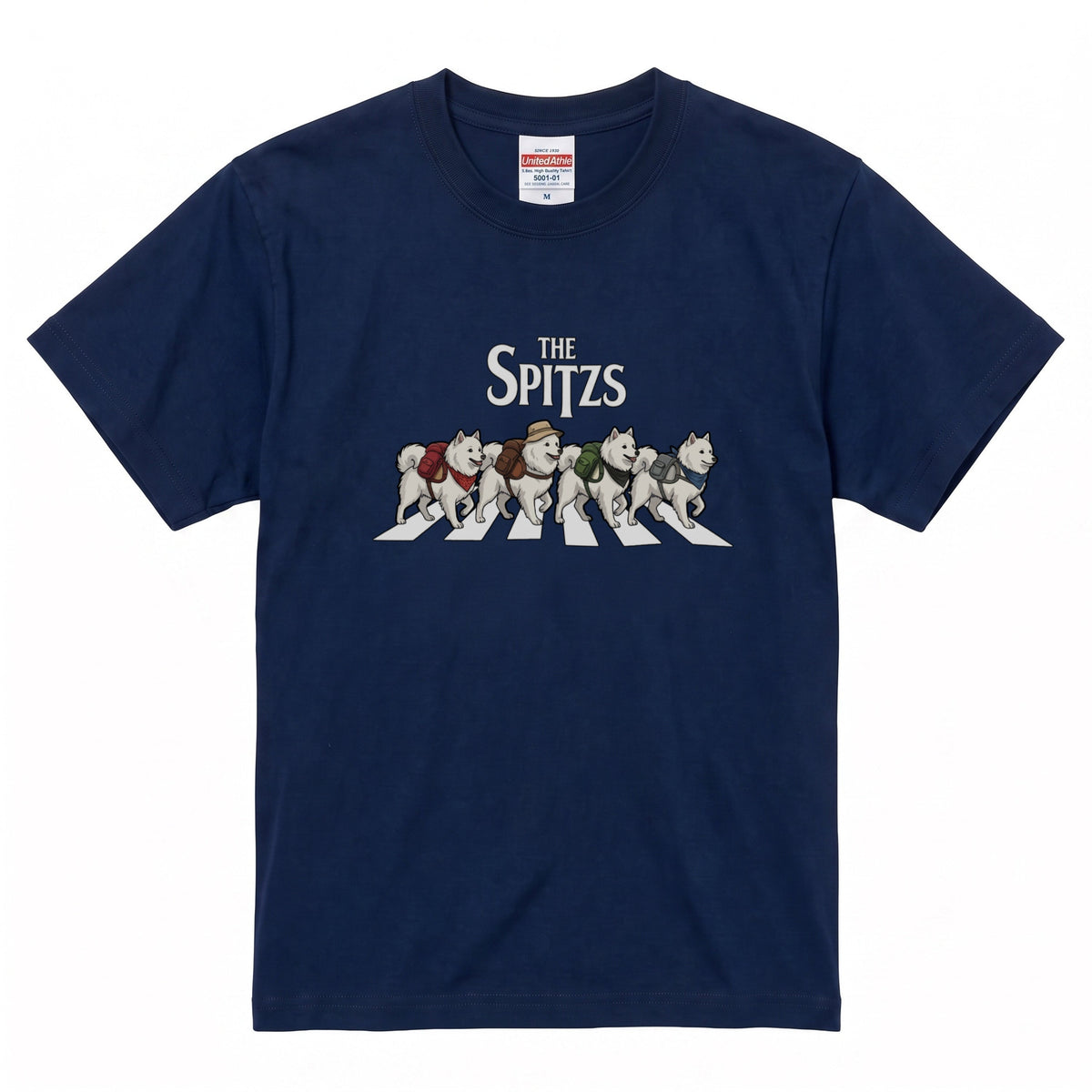 THE SPITZS | 横断歩道 ゆるかわ スピッツ キャンプ パロディTシャツ【犬好き・愛犬家・アウトドア・ギフトに最適】