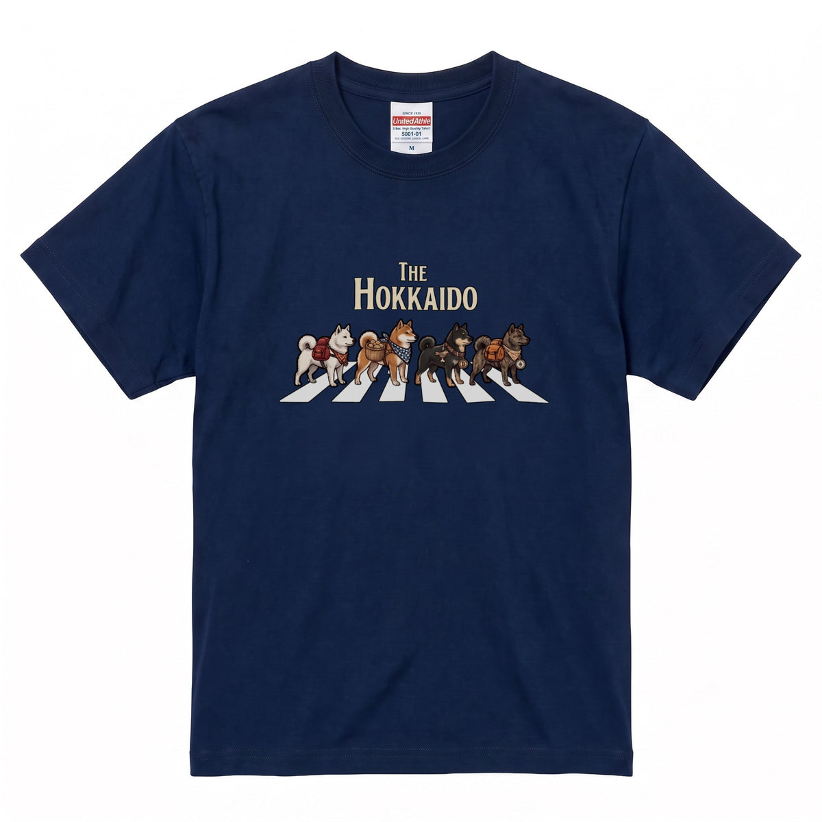 THE HOKKAIDO 横断歩道 キャンプ ゆるかわ Tシャツ 【犬好き・愛犬家・アウトドア・ギフトに最適】