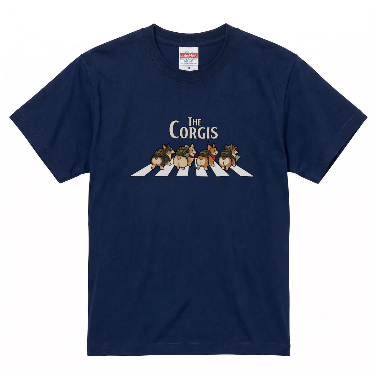 THE CORGIS | コーギー 横断歩道 ゆるかわパロディTシャツ【犬好き・愛犬家・ギフトに最適】