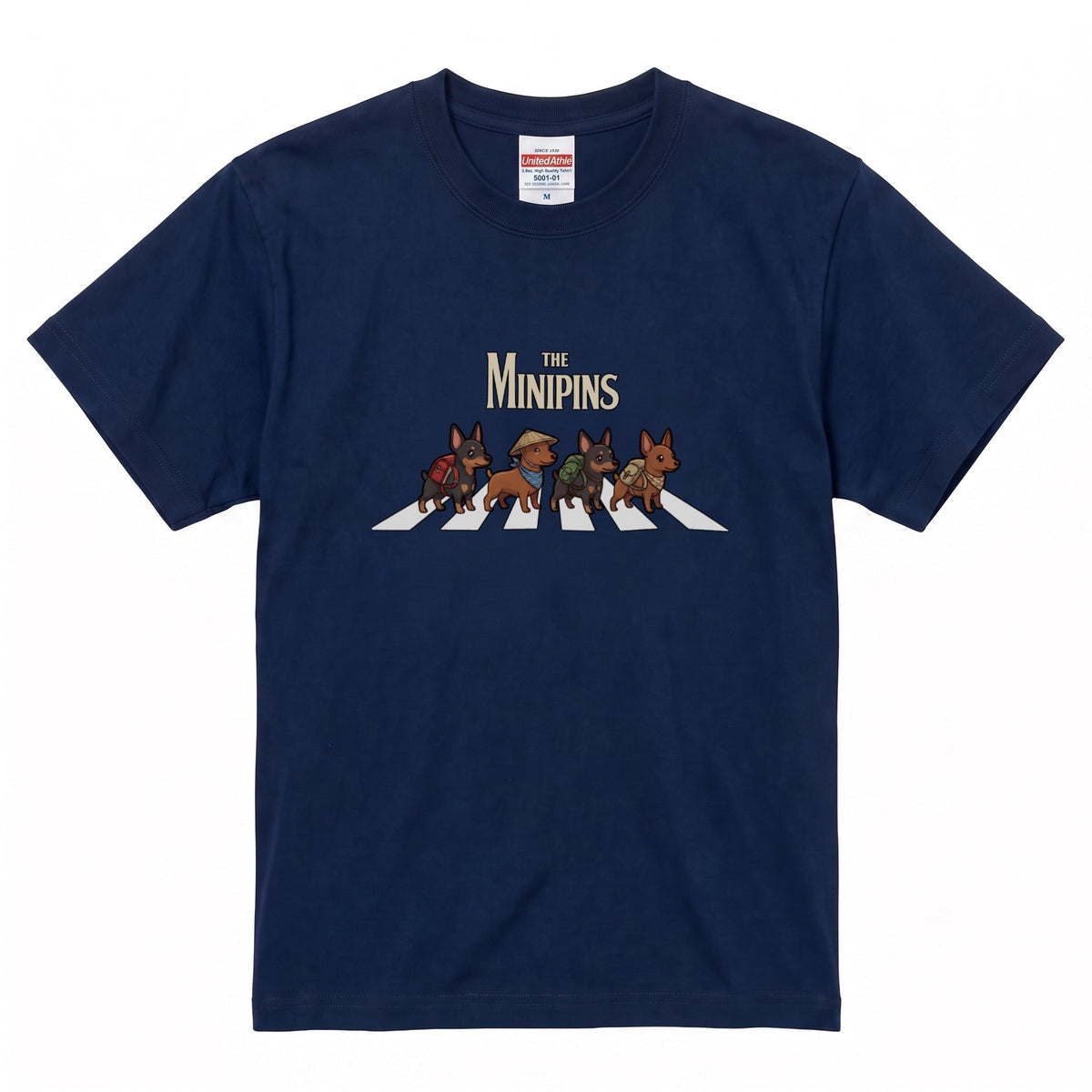 THE MINIPINS 横断歩道 キャンプ ゆるかわ Tシャツ 【犬好き・愛犬家・アウトドア・ギフトに最適】