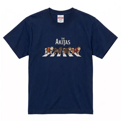 THE AKITAS | 横断歩道 ゆるかわ 秋田犬 キャンプ パロディTシャツ【犬好き・愛犬家・アウトドア・ギフトに最適】