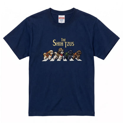 THE SHIH TZUS 横断歩道 キャンプ ゆるかわ パロディTシャツ 【犬好き・愛犬家・アウトドア・ギフトに最適】