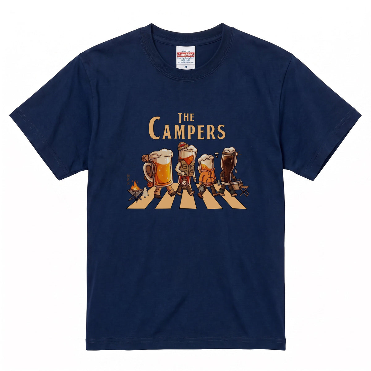 THE BEER CAMPERS | ビールたちのキャンプ 横断歩道 面白Tシャツ【ビール好き・キャンプ好き・ギフトに最適】