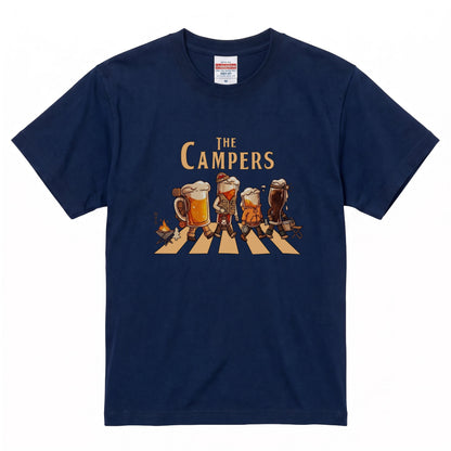 THE BEER CAMPERS | ビールたちのキャンプ 横断歩道 面白Tシャツ【ビール好き・キャンプ好き・ギフトに最適】