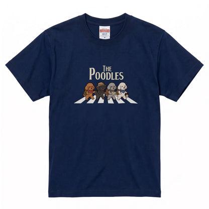 THE POODLES | 横断歩道 ゆるかわ プードル キャンプ パロディTシャツ【犬好き・愛犬家・アウトドア・ギフトに最適】