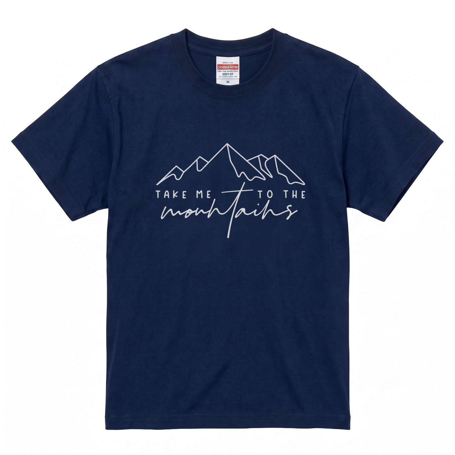 「Take me to the mountains」山 Tシャツ - ミニマル ラインアート 登山 ハイキング アウトドア キャンプ 服