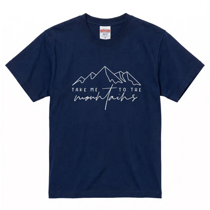 「Take me to the mountains」山 Tシャツ - ミニマル ラインアート 登山 ハイキング アウトドア キャンプ 服