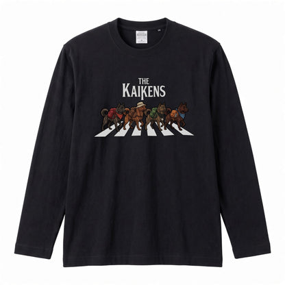 THE KAIKENS 甲斐犬散歩デザイン ブラック長袖Tシャツ