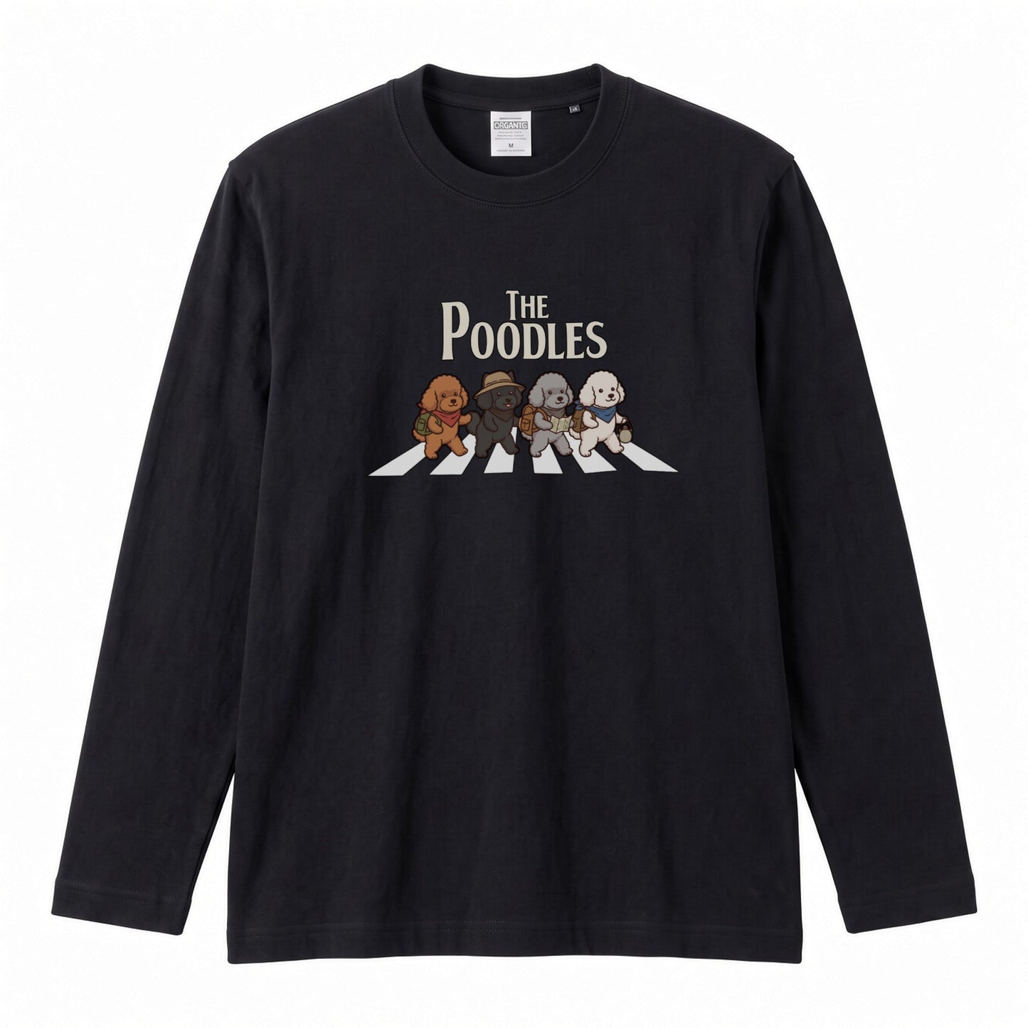 THE POODLES ロンT | レトロ クラシック バンド風 犬グラフィック 長袖 カジュアル Tシャツ【おもしろTシャツ・普段着・ルームウェア・ユニセックス・ギフトに最適】