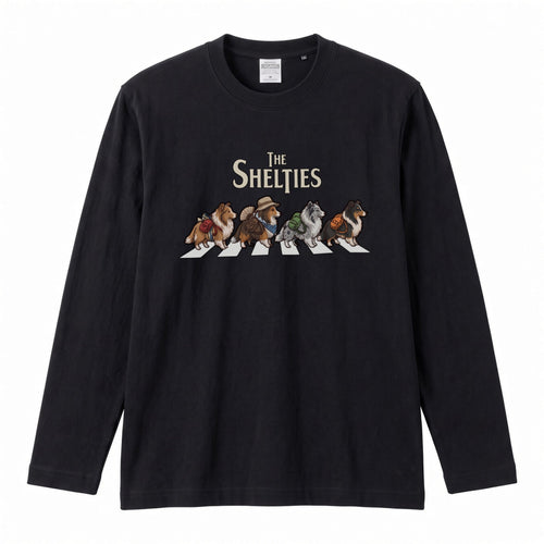 Shetland Sheepdogs Walking Dogs Long Sleeve T-Shirt