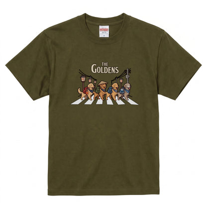 THE GOLDENS 横断歩道 キャンプ ゆるかわ Tシャツ 【犬好き・愛犬家・アウトドア・ギフトに最適】