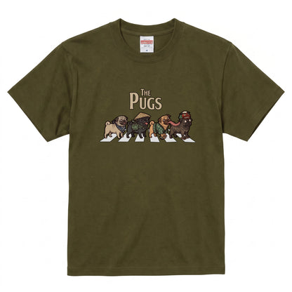 THE PUGS 横断歩道 キャンプ ゆるかわ Tシャツ 【犬好き・愛犬家・アウトドア・ギフトに最適】