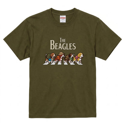 THE BEAGLES 横断歩道 キャンプ ゆるかわ パロディTシャツ 【犬好き・愛犬家・アウトドア・ギフトに最適】