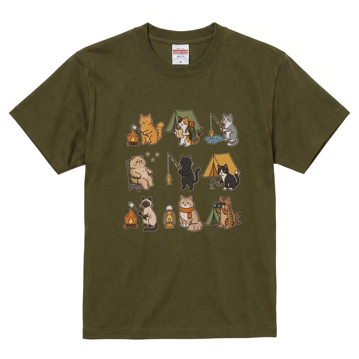 猫好きキャンパーのためのかわいいTシャツ
