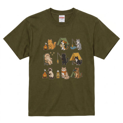 猫好きキャンパーのためのかわいいTシャツ