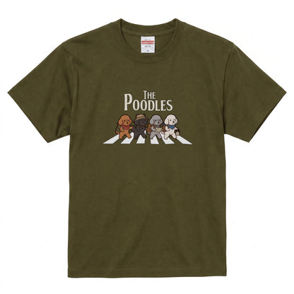 THE POODLES | 横断歩道 ゆるかわ プードル キャンプ パロディTシャツ【犬好き・愛犬家・アウトドア・ギフトに最適】