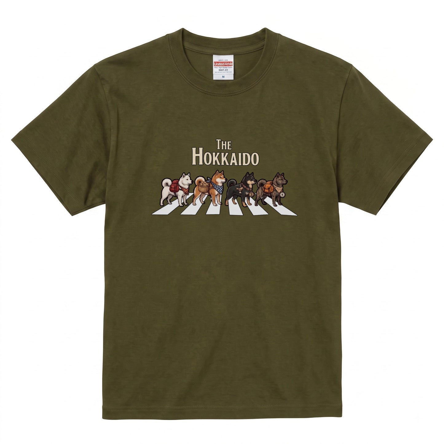 THE HOKKAIDO 横断歩道 キャンプ ゆるかわ Tシャツ 【犬好き・愛犬家・アウトドア・ギフトに最適】