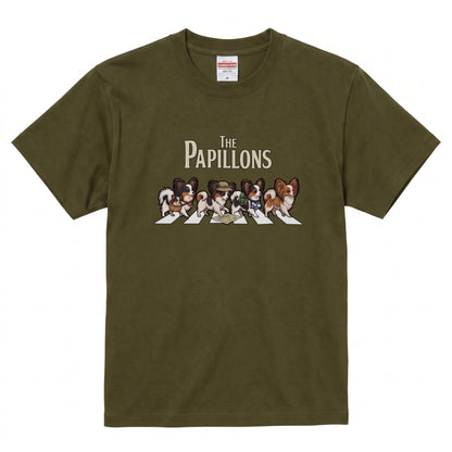 THE PAPILLONS 横断歩道 キャンプ ゆるかわ Tシャツ 【犬好き・愛犬家・アウトドア・ギフトに最適】