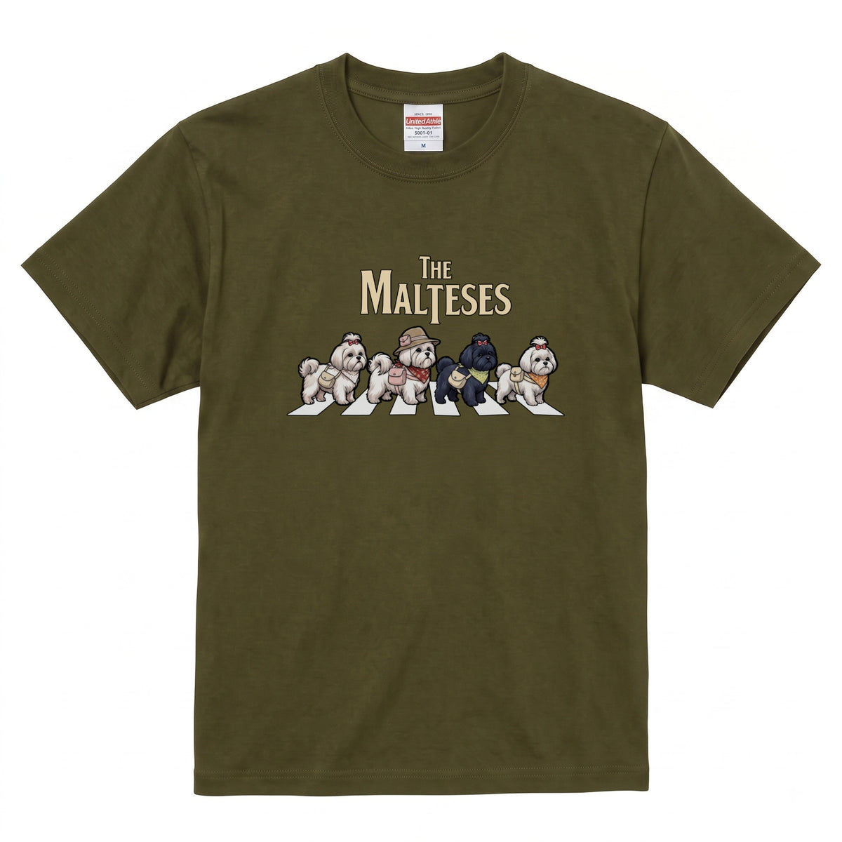 THE MALTESES 横断歩道 キャンプ ゆるかわ Tシャツ 【犬好き・愛犬家・アウトドア・ギフトに最適】