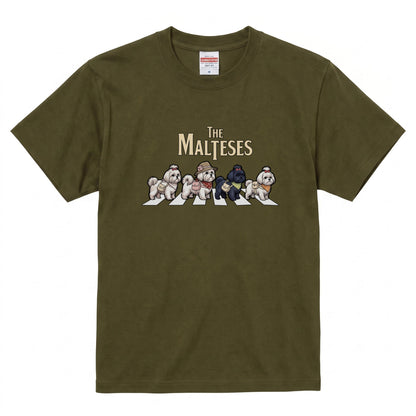 THE MALTESES 横断歩道 キャンプ ゆるかわ Tシャツ 【犬好き・愛犬家・アウトドア・ギフトに最適】