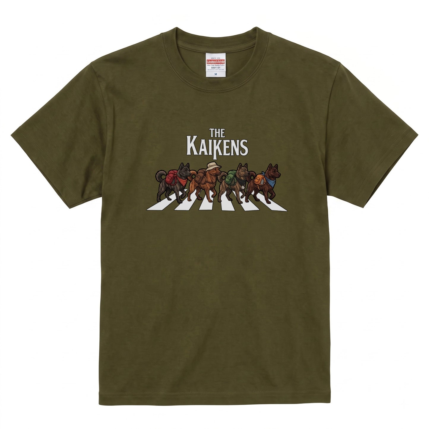 THE KAIKENS | 横断歩道 ゆるかわ 甲斐犬 キャンプ パロディTシャツ【犬好き・愛犬家・アウトドア・ギフトに最適】