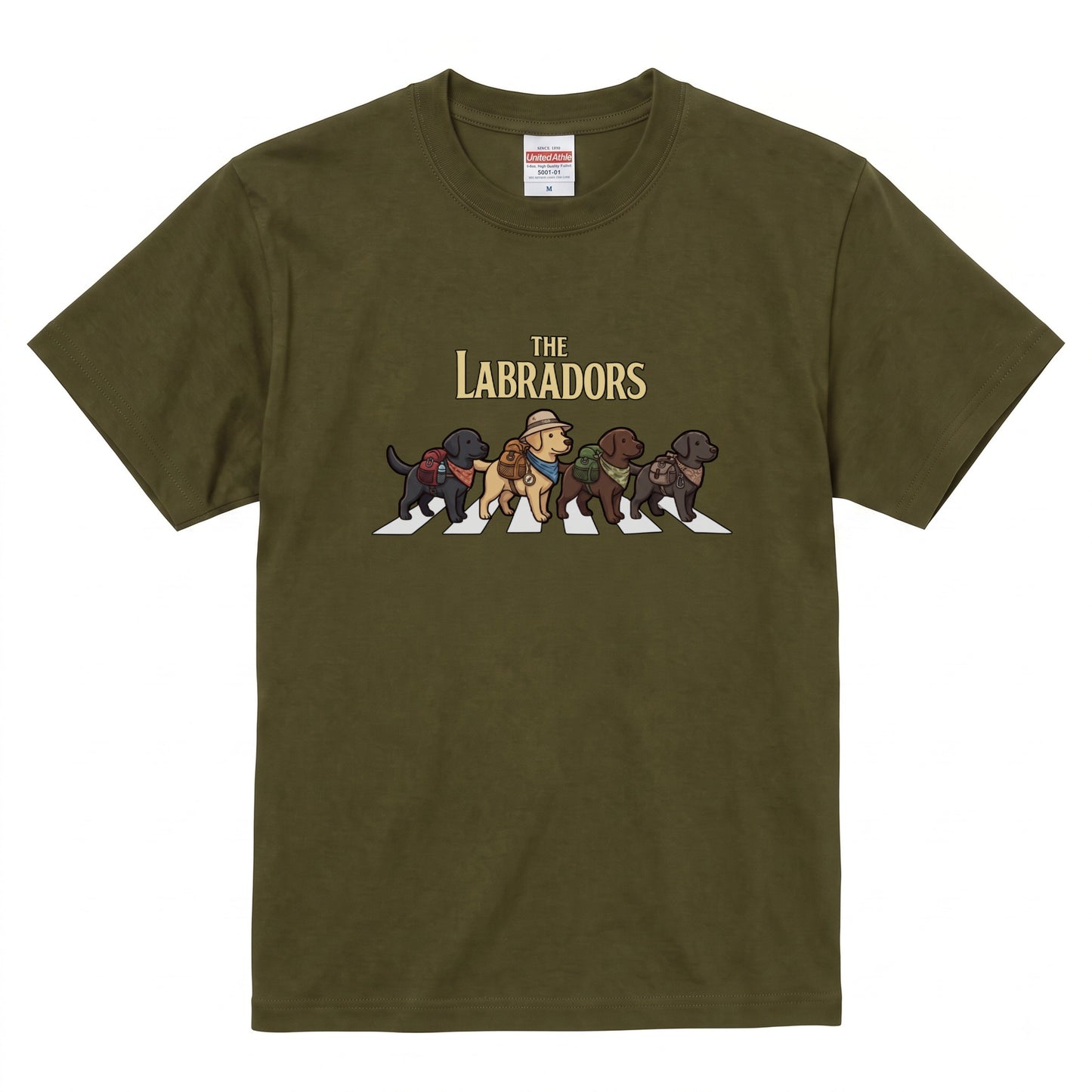 THE LABRADORS 横断歩道 キャンプ ゆるかわ Tシャツ 【犬好き・愛犬家・アウトドア・ギフトに最適】