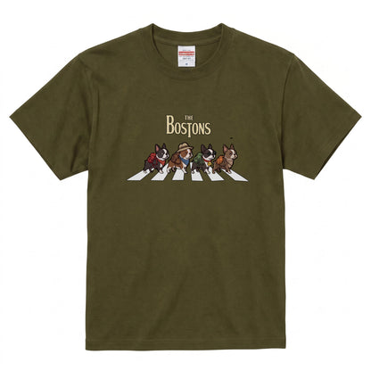 THE BOSTONS 横断歩道 キャンプ ゆるかわ Tシャツ 【犬好き・愛犬家・アウトドア・ギフトに最適】