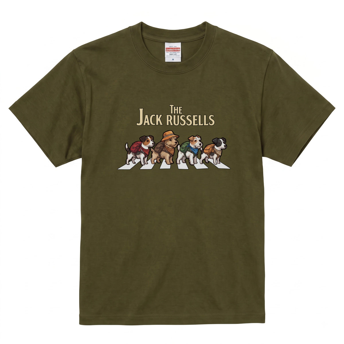 THE JACK RUSSELLS 横断歩道 キャンプ ゆるかわ Tシャツ 【犬好き・愛犬家・アウトドア・ギフトに最適】