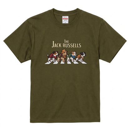 THE JACK RUSSELLS 横断歩道 キャンプ ゆるかわ Tシャツ 【犬好き・愛犬家・アウトドア・ギフトに最適】