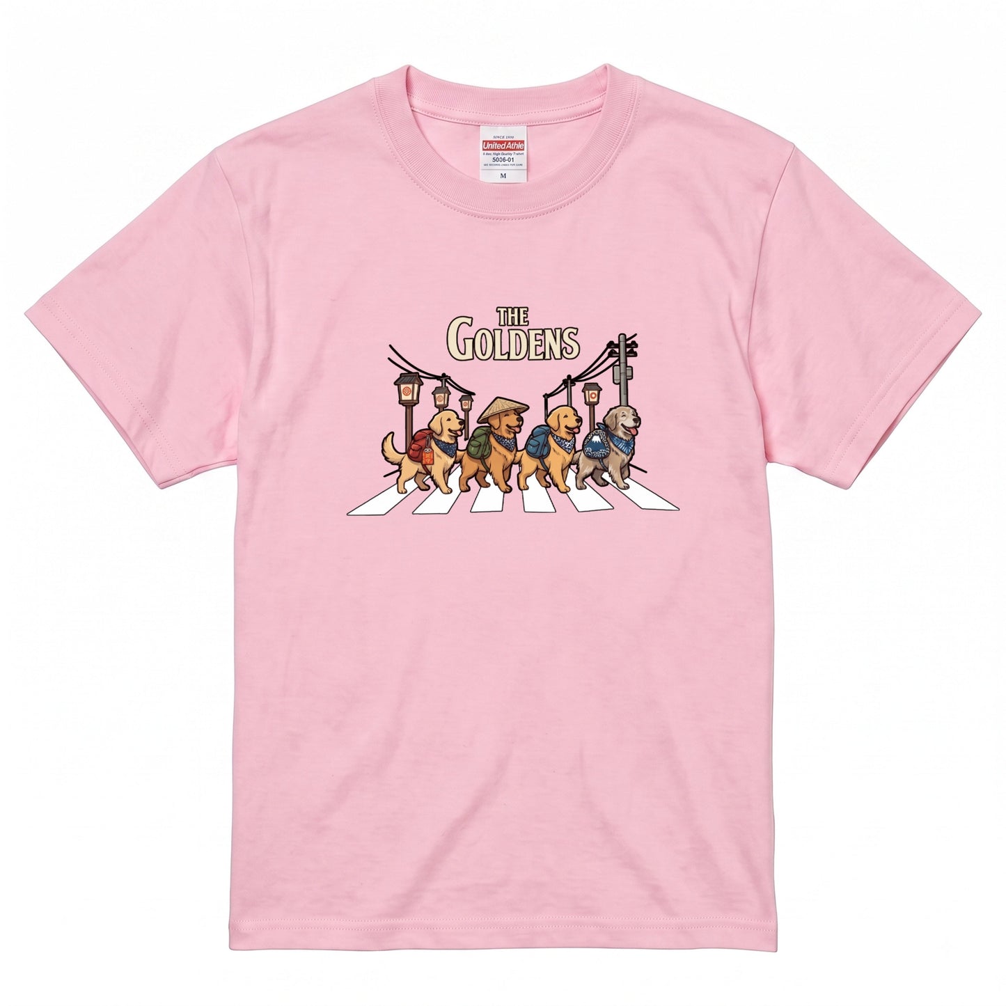 THE GOLDENS 横断歩道 キャンプ ゆるかわ Tシャツ 【犬好き・愛犬家・アウトドア・ギフトに最適】