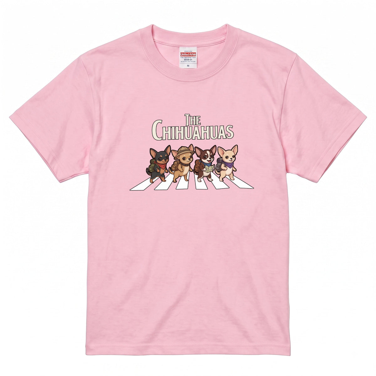 THE CHIHUAHUAS | 横断歩道 ゆるかわ チワワ キャンプ パロディTシャツ【犬好き・愛犬家・アウトドア・ギフトに最適】