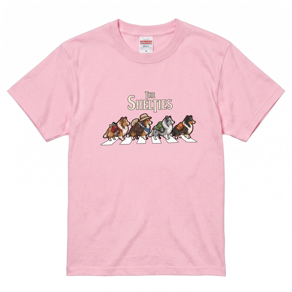 THE SHELTIES 横断歩道 キャンプ ゆるかわ Tシャツ 【犬好き・愛犬家・アウトドア・ギフトに最適】