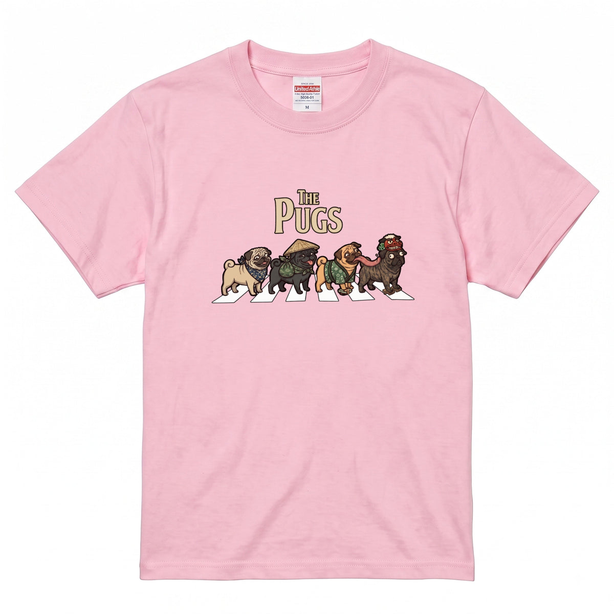 THE PUGS 横断歩道 キャンプ ゆるかわ Tシャツ 【犬好き・愛犬家・アウトドア・ギフトに最適】