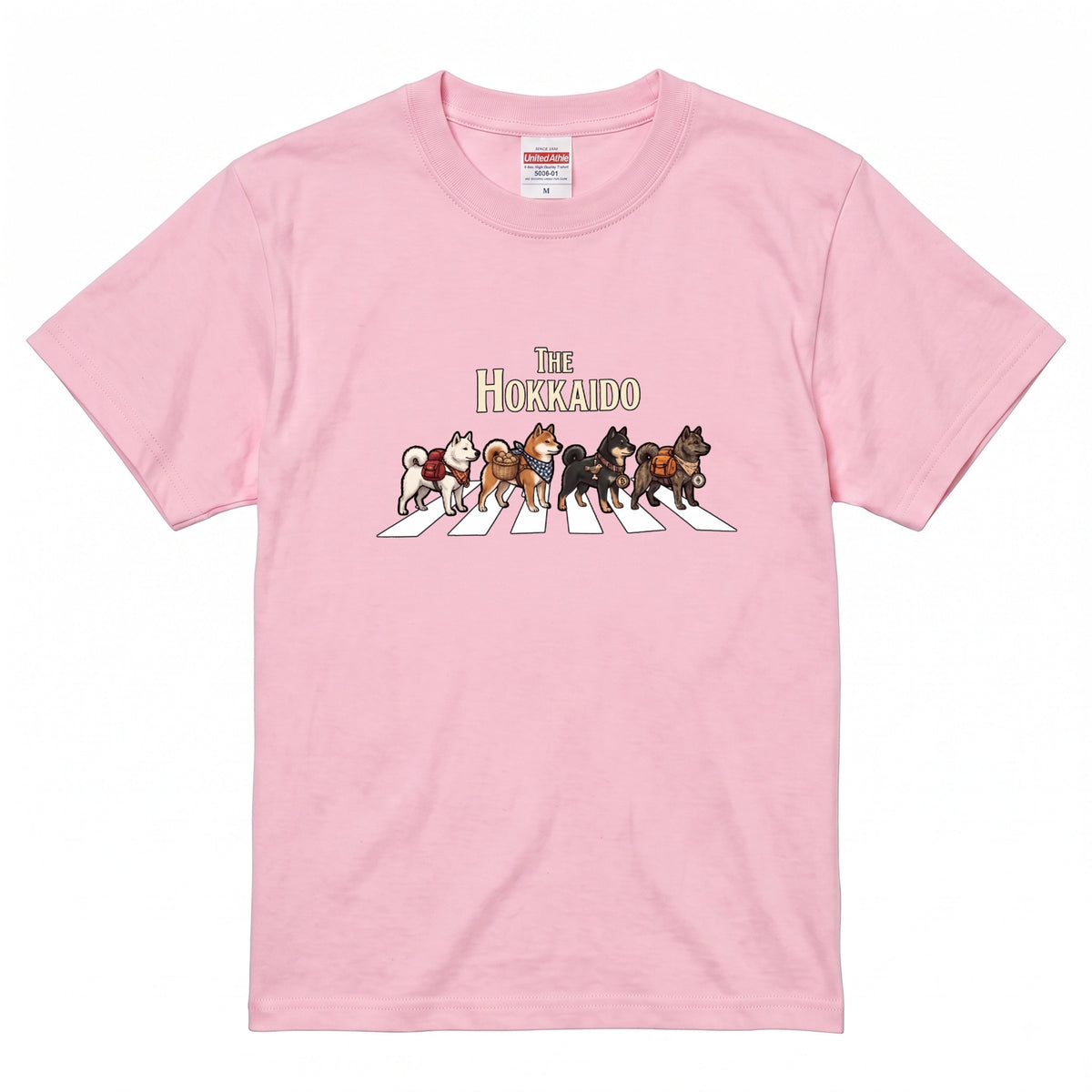 THE HOKKAIDO 横断歩道 キャンプ ゆるかわ Tシャツ 【犬好き・愛犬家・アウトドア・ギフトに最適】