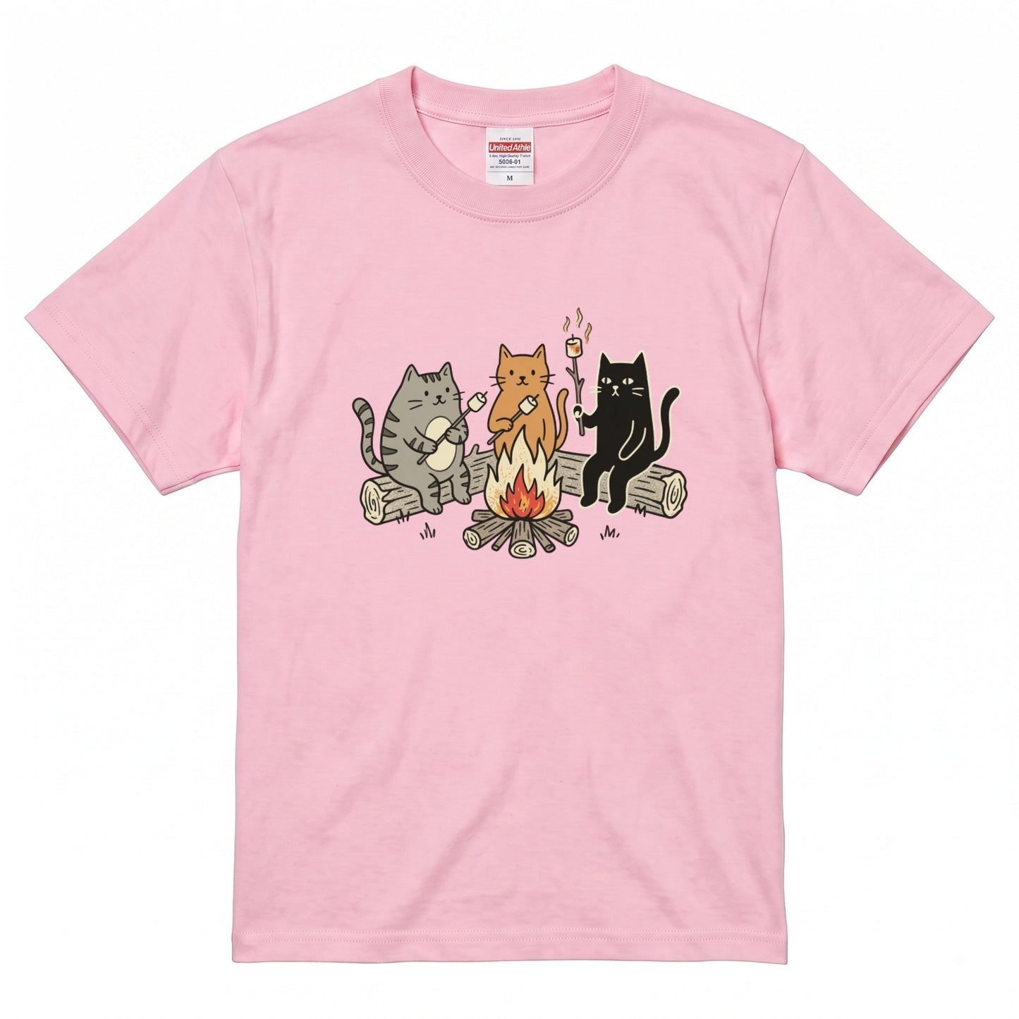 焚き火 猫マシュマロ Tシャツ - CAMPMODE | キャンプ ウェア