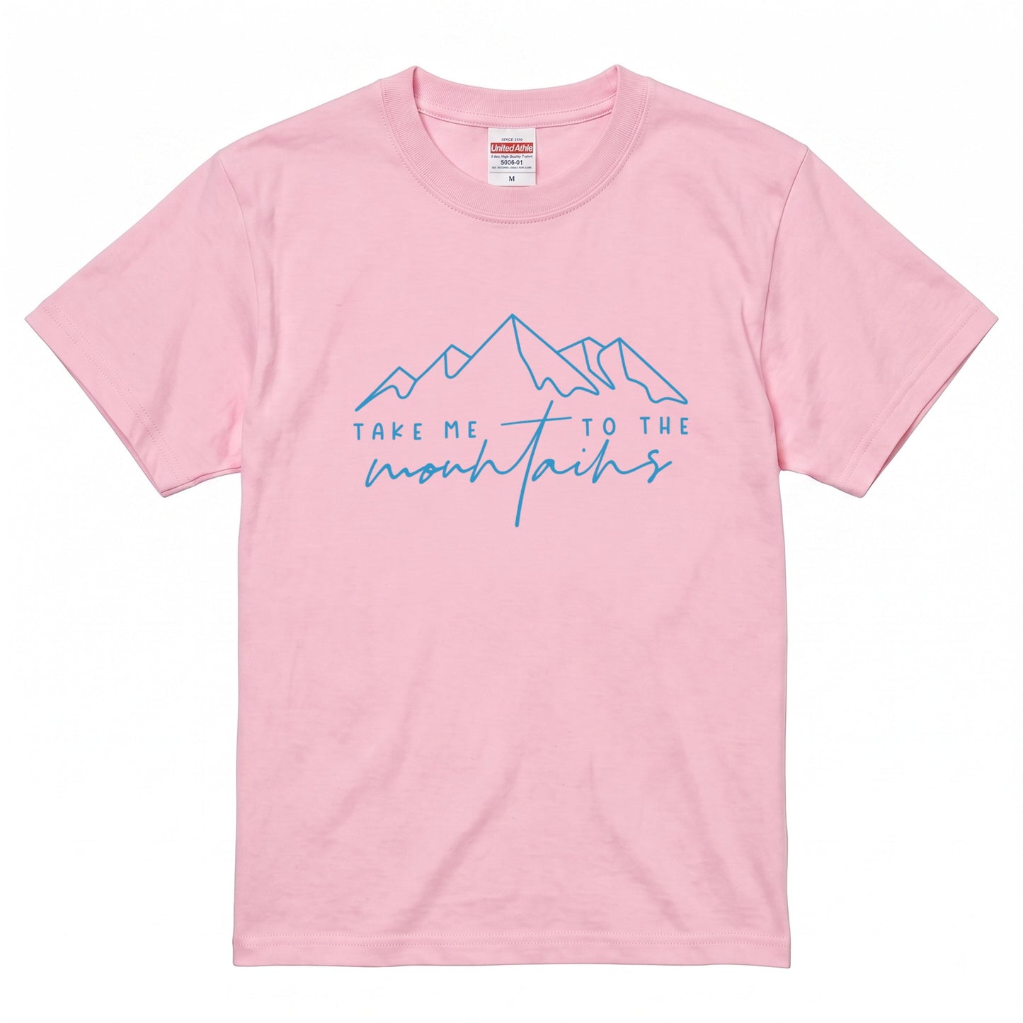 「Take me to the mountains」山 Tシャツ - ミニマル ラインアート 登山 ハイキング アウトドア キャンプ 服