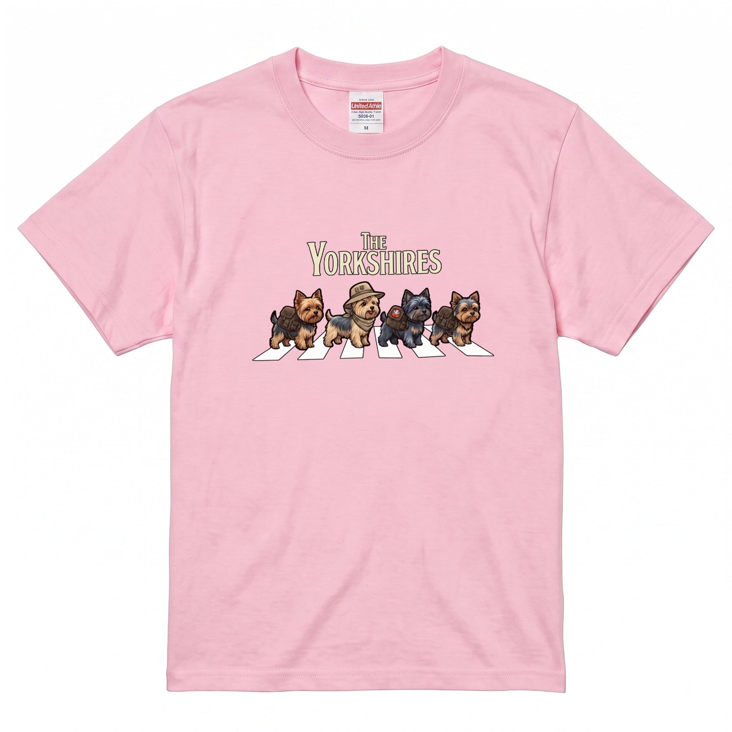 THE YORKSHIRES 横断歩道 キャンプ ゆるかわ Tシャツ 【犬好き・愛犬家・アウトドア・ギフトに最適】
