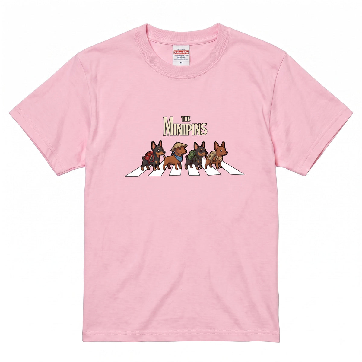 THE MINIPINS 横断歩道 キャンプ ゆるかわ Tシャツ 【犬好き・愛犬家・アウトドア・ギフトに最適】