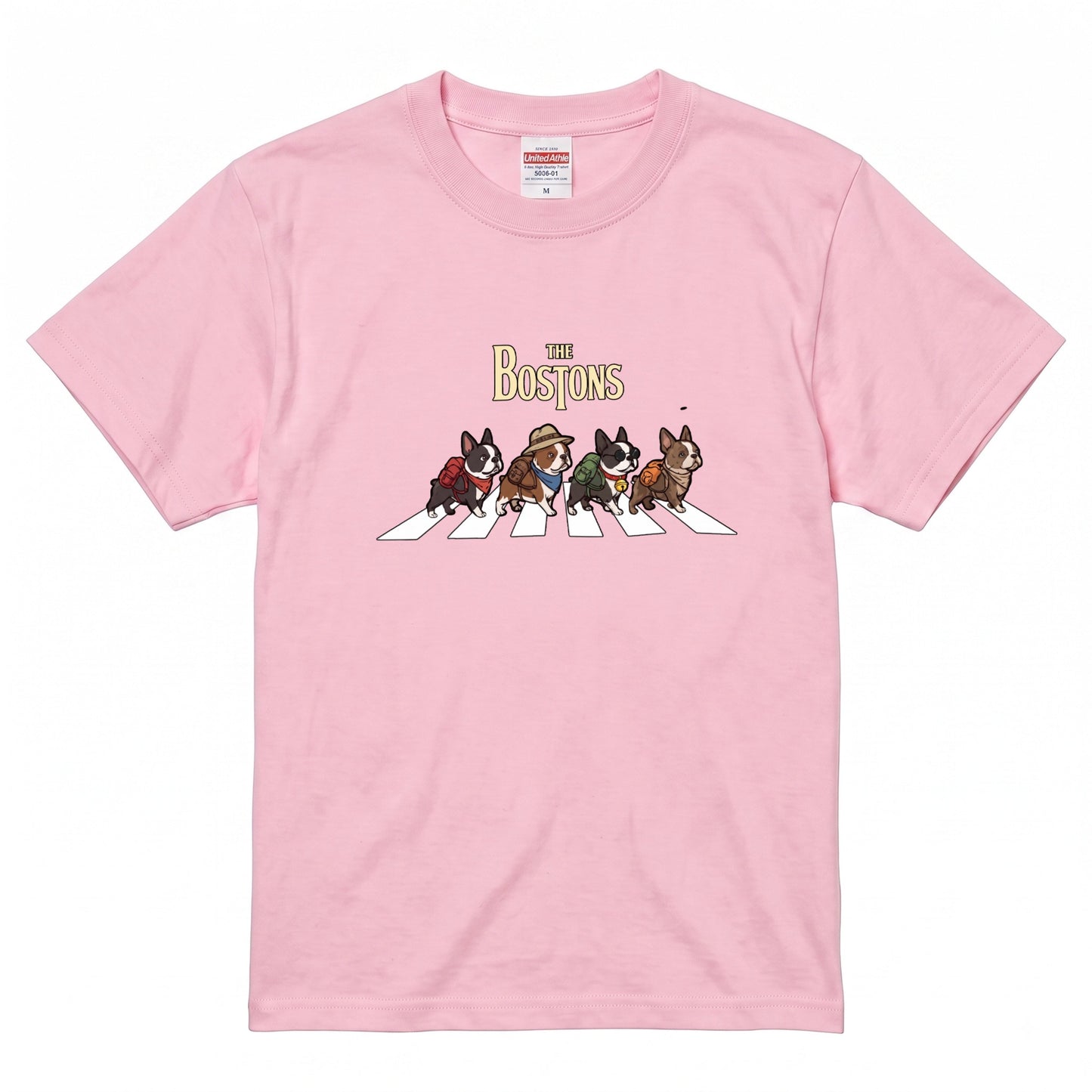 THE BOSTONS 横断歩道 キャンプ ゆるかわ Tシャツ 【犬好き・愛犬家・アウトドア・ギフトに最適】