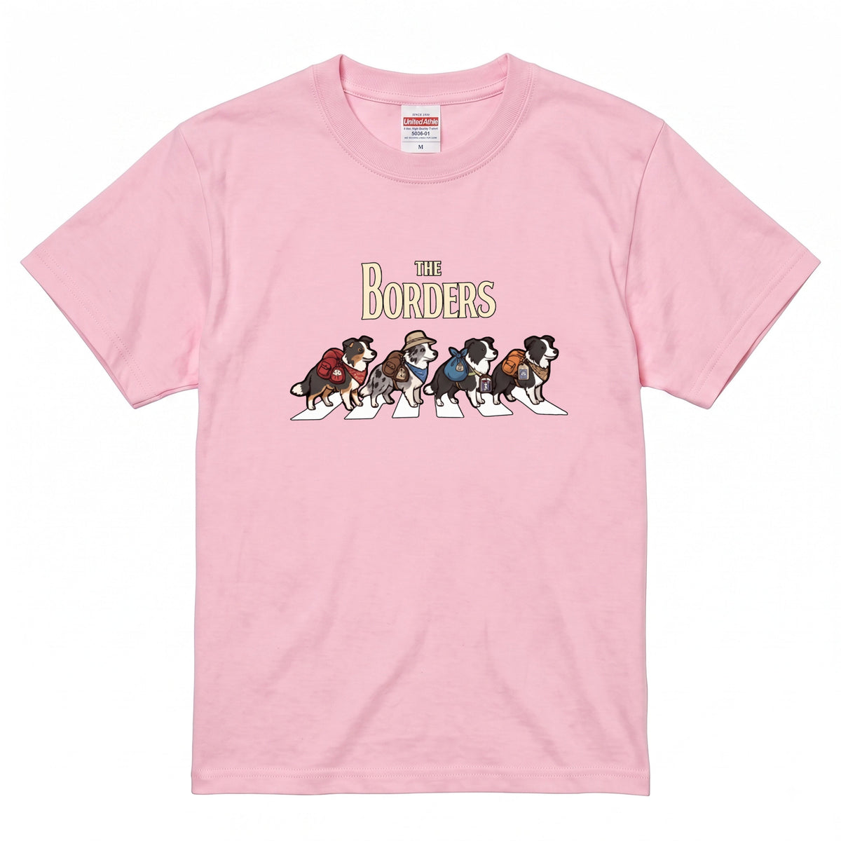 THE BORDERS 横断歩道 キャンプ ゆるかわ Tシャツ 【犬好き・愛犬家・アウトドア・ギフトに最適】